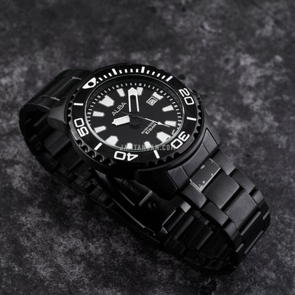 Alba Active AG8M01X1 Men Black Dial Black Stainless Steel Strap
