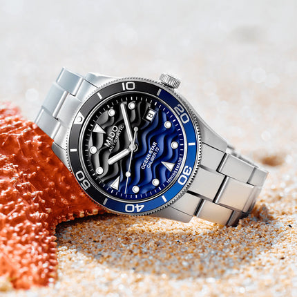 Mido Ocean Star 39 M026.907.11.041.00 80th Anniversary Blue Pattern Dial St. Steel Strap