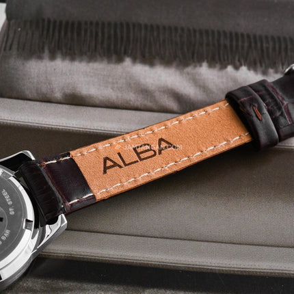 Alba AH7EQ1X1 Ladies Green Dial Brown Leather Strap