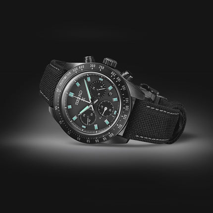 Seiko Prospex SSC923P1 SeiTona Speedtimer Black Series Night Vision Black Dial Black Nylon Strap