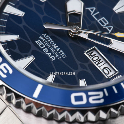 Alba Mechanical A3B021X1 Automatic Men Blue Pattern Dial Stainless Steel Strap
