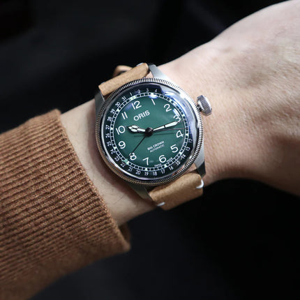 Oris Big Crown 01-754-7779-4067-SET Cervo Volante Green Dial Brown Leather Strap