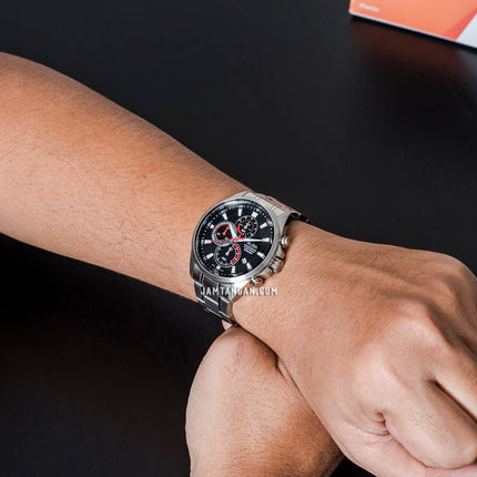 Alba Active AM3875X1 Chronograph Men Black Patterned Dial Stainless Steel Strap