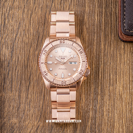 Seiko 5 Sports SRPE72K1 Street Style Rose Gold Dial Rose Gold Stainless Steel Strap