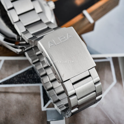 Alba Mechanical AL4295X1 Automatic Men Pepsi Silver White Dial Stainless Steel Strap