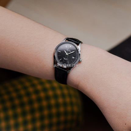Alba Prestige AH7CG5X1 Ladies Black Dial Black Leather Strap