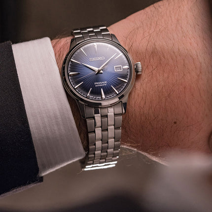 Seiko Presage SRPB41J1 Cocktail Time Blue Moon Blue Gradation Texture Dial Stainless Steel Strap
