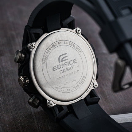 Casio Edifice EQS-960PB-1AVUDF Sospensione Black Carbon Fiber Dial Black Rubber Band