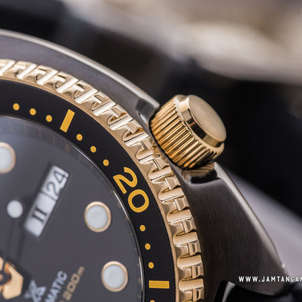 Seiko Prospex SRPD46K1 Black Turtle Gold Ring Edition Automatic Black Dial Black Rubber Strap 
