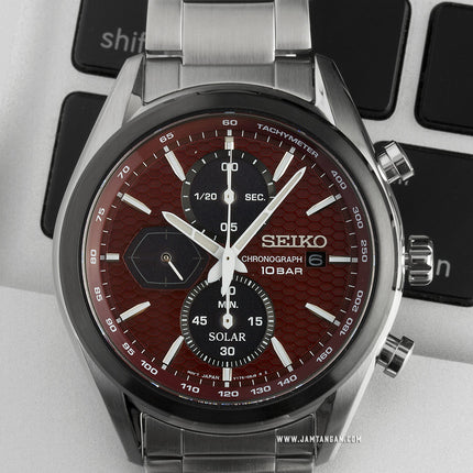 Seiko Solar SSC771P1 Chronograph Red Dial Stainless Steel Strap
