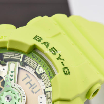 Casio Baby-G BA-110YK-3ADR Y2K Inspired Digital Analog Dial Green Resin Band