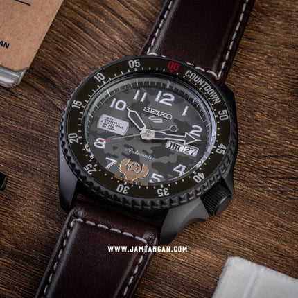 Seiko 5 Sports SRPF21K1 Street Fighter Guile Indestructible Fortress Leather Strap Limited Edition