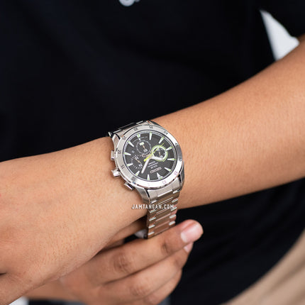 Seiko Solar SSC177P1 Chronograph Black Dial Stainless Steel Strap