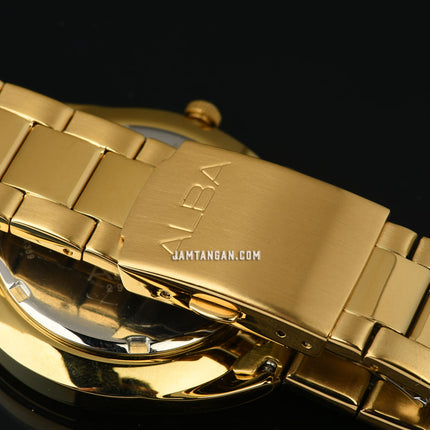 Alba AS9Q76X1 Silver Dial Gold Stainless Steel Strap