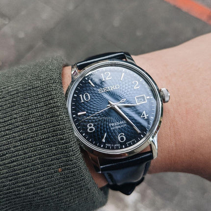 Seiko Presage SRPE43J1 Cocktail Old Clock Blue Dial Dark Blue Leather Strap