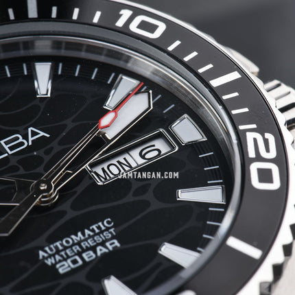 Alba Mechanical A3B019X1 Automatic Men Black Dial Stainless Steel Strap