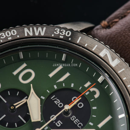 Seiko Prospex SSC739P1 Sea Chronograph Solar 200M Water Resistance Green Dial Brown Leather Strap