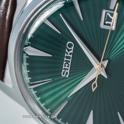 Seiko Presage SRPD37J1 Cocktail Time Mockingbird Automatic Green Dial Brown Leather Strap