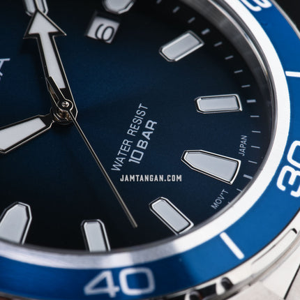 Alba Active AS9U07X1 Men Pepsi Blue Gradation Dial Stainless Steel Strap