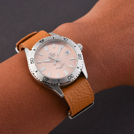 Orient Mako 40 RA-AC0Q05P Men Apricot Dial Brown Leather Strap