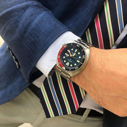 Seiko Prospex SRPE99K1 PADI Turtle Automatic Divers 200M Pepsi Blue Dial Stainless Steel Strap