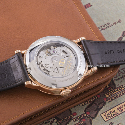 Orient Star Heritage RE-AW0003S Gothic Power Reserve Small Man Silver Dial Brown Leather Strap