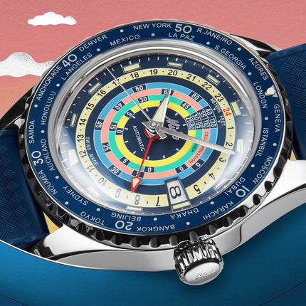 MIDO Ocean Star M026.829.17.041.00 Decompression Worldtimer Dial Blue Rubber Strap + Extra Strap