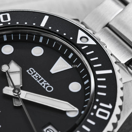Seiko Prospex SNE597P1 Solar Diver Black Dial Stainless Steel Strap