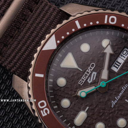 Seiko 5 Sports SRPD85K1 5KX Chocolate SKX Sports Style Automatic Brown Dial Brown Nylon Strap