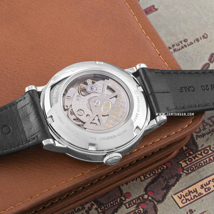 Orient Star Heritage RE-AW0004S Gothic Power Reserve Small Man Silver Dial Black Leather Strap