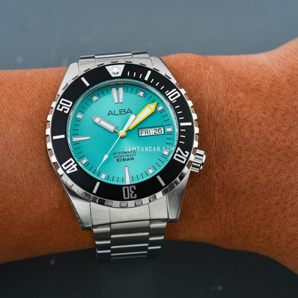 Alba Mechanical AL4705X1 Automatic Men Turquoise Dial Stainless Steel Strap