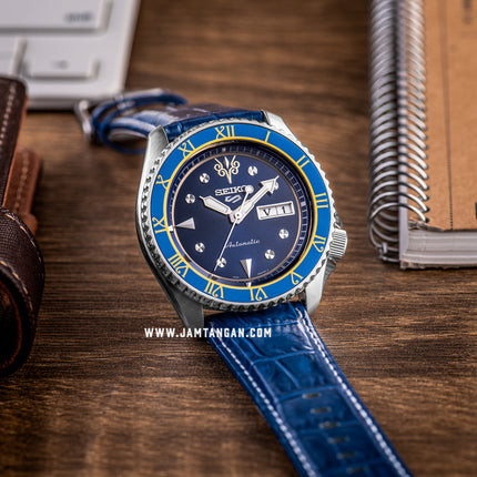Seiko 5 Sports SRPF17K1 Street Fighter Chun-Li Blue Jade Model Blue Leather Strap Limited Edition