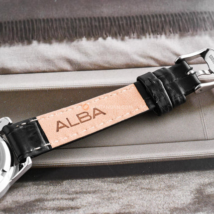 Alba AH7EQ3X1 Ladies Blue Dial Black Leather Strap