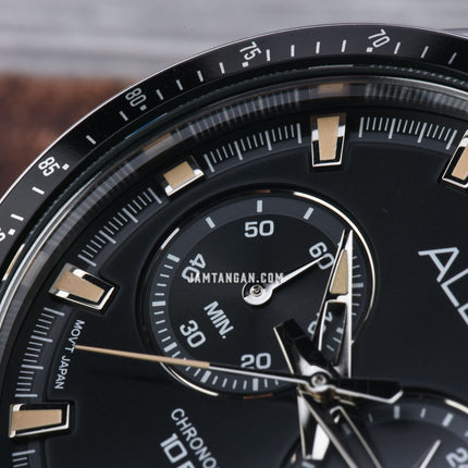 Alba Signa A4B015X1 Chronograph Men Black Dial Stainless Steel Strap