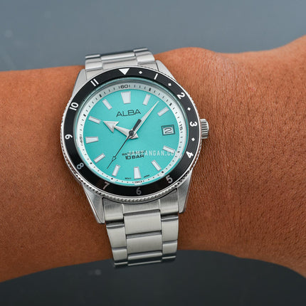 Alba Active AS9U87X1 Men Turquoise Dial Stainless Steel Strap