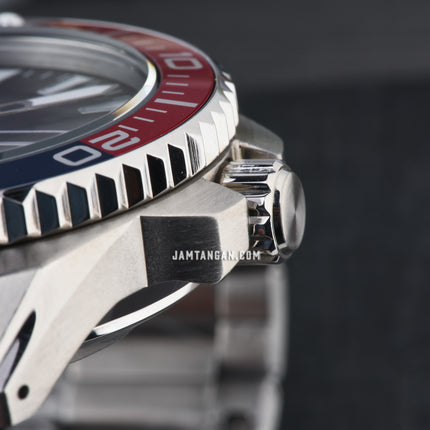 Alba Mechanical A3B017X1 Automatic Men Pepsi Black Pattern Dial Stainless Steel Strap