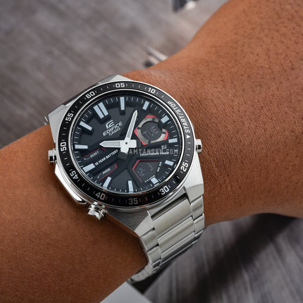 Casio Edifice EFV-C110D-1A4VDF Black Digital Analog Dial Stainless Steel Band