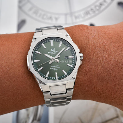 Casio Edifice EFR-S108D-3AVUDF Slim Green Dial Stainless Steel Band