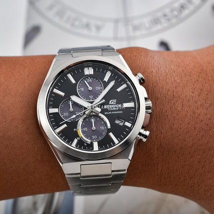 Casio Edifice EQS-950D-1AVUDF Solar Powered Chronograph Black Dial Stainless Steel Band