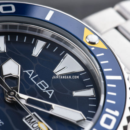 Alba Mechanical A3B021X1 Automatic Men Blue Pattern Dial Stainless Steel Strap