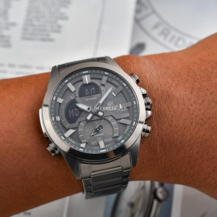 Casio Edifice ECB-30DC-1BDF Smartphone Link Model Digital Analog Dial Stainless Steel Band