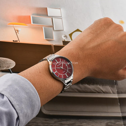 Alba Fashion AG8Q57X1 Ladies Red Dial Stainless Steel Strap