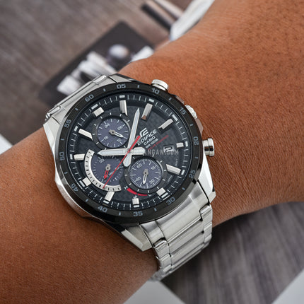 Casio Edifice EQS-900DB-1AVUDF Solar Powered Chronograph Black Dial Stainless Steel Strap