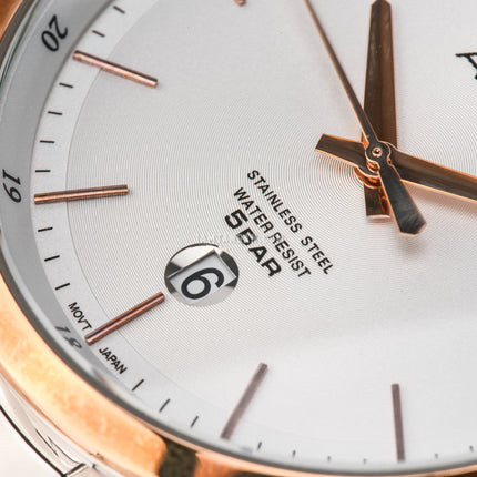 Alba Prestige AS9D30X1 Silver White Patterned Dial Stainless Steel Strap
