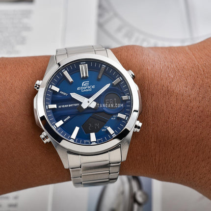 Casio Edifice EFV-C120D-2ADF Blue Digital Analog Dial Stainless Steel Band