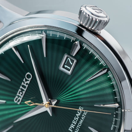 Seiko Presage SRPD37J1 Cocktail Time Mockingbird Automatic Green Dial Brown Leather Strap