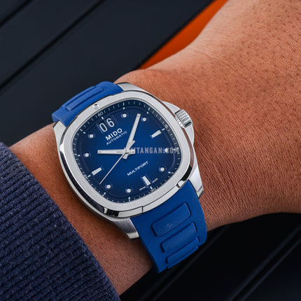 MIDO Multifort TV Big Date M049.526.17.041.00 Blue Gradient Dial Blue Rubber Strap