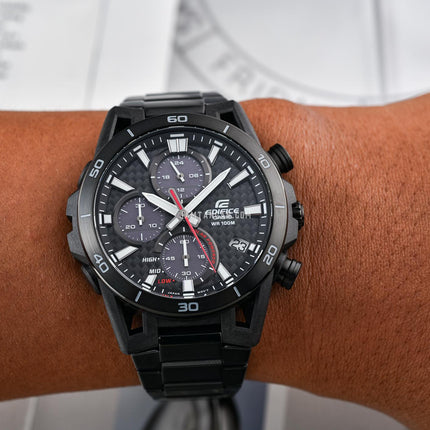 Casio Edifice EQS-960DC-1AVUDF Sospensione Black Carbon Fiber Dial Black Stainless Steel Band