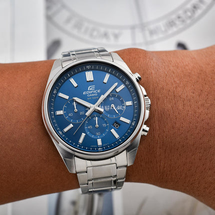 Casio Edifice EFV-650D-2AVUDF Chronograph Blue Dial Stainless Steel Band