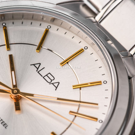 Alba AS9A49X1 White Dial Stainless Steel Strap